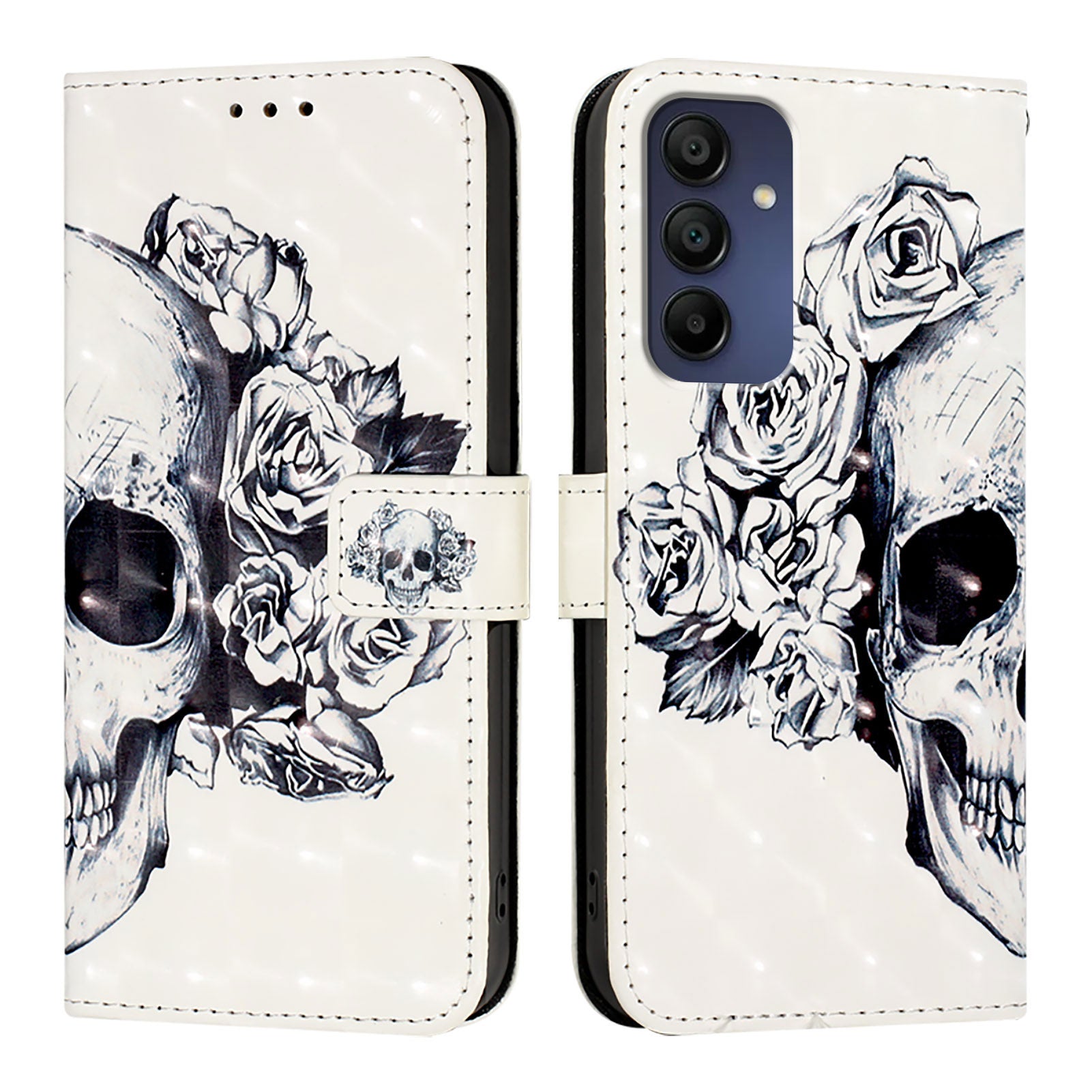 For Samsung Galaxy A16 5G / A16 4G Leather Case YB Pattern Printing Leather Series-2 Pattern Printing Wallet Stand Cover - Skull For Samsung Galaxy A16 5G / A16 4G Leather Case YB Pattern Printing Leather Series-2 Pattern Printing Wallet Stand Cover - Skull